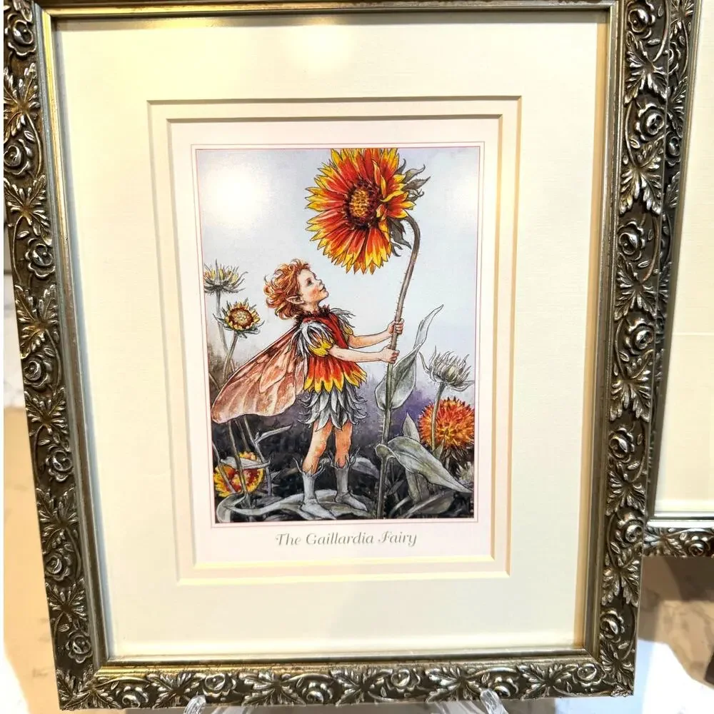Framed art prints Flower Fairies by Cicely Mary Barke x3 silver pewter whimsical - Picture 2 of 7